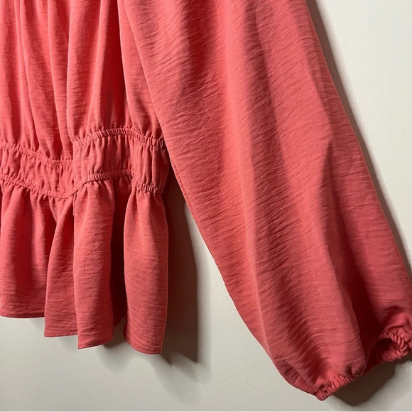 NINE WEST Peachy Squareneck Peplum Ruffle Peasant Blouse Top - Picture 4 of 7